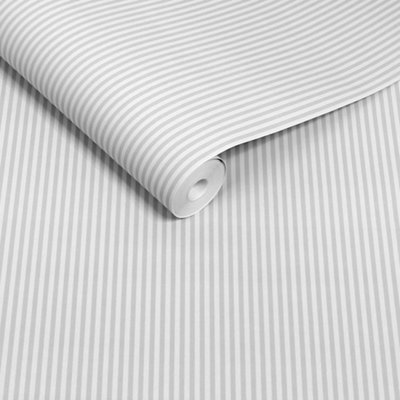 Next Soft Grey Ticking Stripe Wallpaper from B&Q