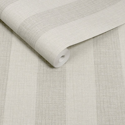 Next Natural Linen Stripe Wallpaper from B&Q