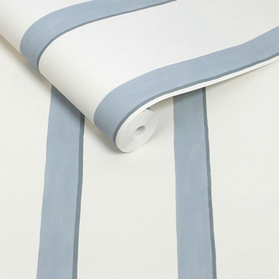 Next Blue Painted Stripe Wallpaper from B&Q