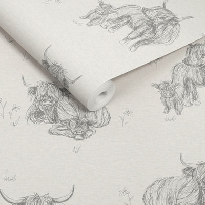Next Natural Hamish Smooth Wallpaper from B&Q