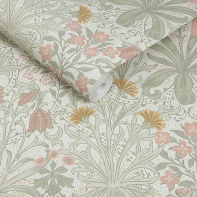 William Morris At Home Woodland Weeds Peony & Sage Wallpaper from B&Q