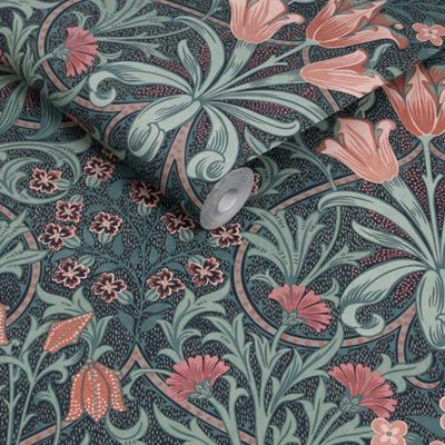 William Morris At Home Woodland Weeds Midnight Wallpaper from B&Q