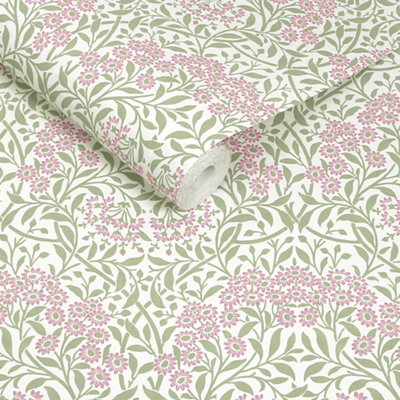 William Morris At Home Michaelmas Daisy Pink Cedar Wallpaper from B&Q