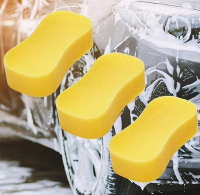 B&Q 3 Jumbo Car Wash Sponges Car Washing Shampoo Sponge Soft Cleaning Valet Car Care