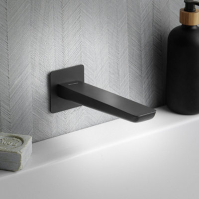 Methven Kiri Wall Mounted Concealed Single Bath Filler SpoutMatte Black