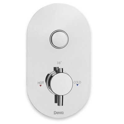 Deva Chrome Thermostatic Concealed Shower Valve Single Push Button Outlet & Hot Stop Override Wras & Tmv2 Approved 5 Year Warranty from B&Q