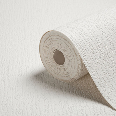 B&Q -  White Bark Vintage Textured Wallpaper