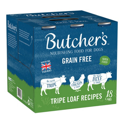 Butcher's Tripe Loaf Recipes Dog Food Cans 18X400g Green/Grain