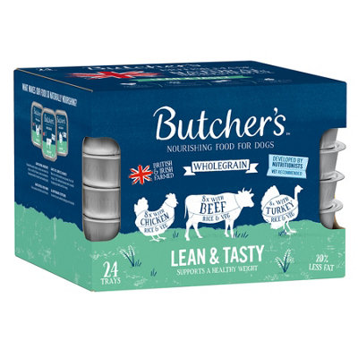 Butcher's Lean & Tasty Low Fat Dog Food Trays 24X150G from B&Q