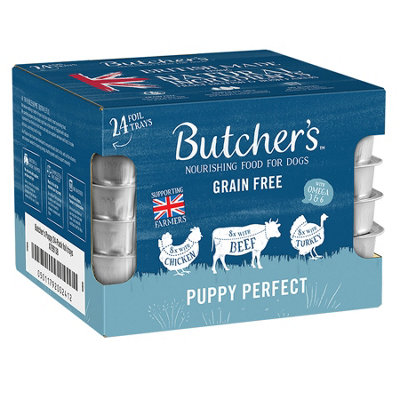 Butcher's 24 X Puppy Perfect Dog Food Trays 150G Grain/Salmon