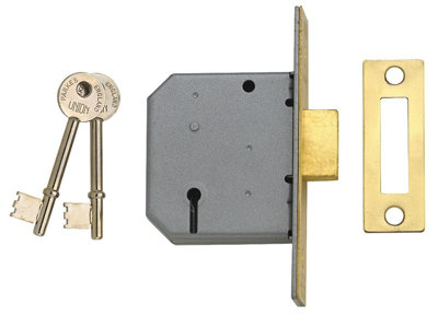 Union Y2177-Pl-3.00 2177 3 Lever Mortice Deadlock Polished Brass 77.5mm 3In Visi Unny2177Pl30 from B&Q