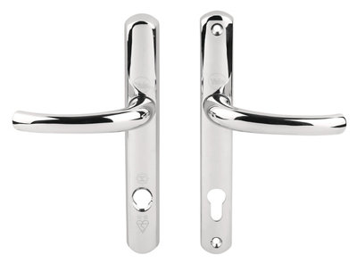 B&Q -  Platinum Security Polished Chrome Effect Curved Lock Door Handle (D)15.5mm