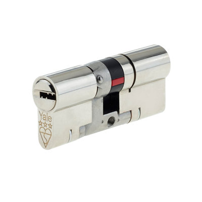 Yale Platinum Nickel-Plated Brass Single Euro Cylinder Lock 35/35(L)70mm from B&Q