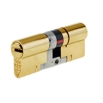 B&Q -  Platinum Brass Single Euro Cylinder Lock 45/55(L)95mm