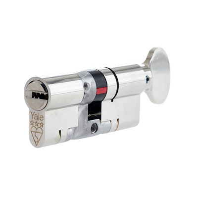 Yale Platinum Nickel-plated Brass Single Euro Thumbturn Cylinder lock, (L)70mm - Image 5