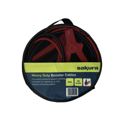 Sakura Booster Cables 400A 3M Fully Insulated Jump Leads Clamps Car Start Van Emergency from B&Q