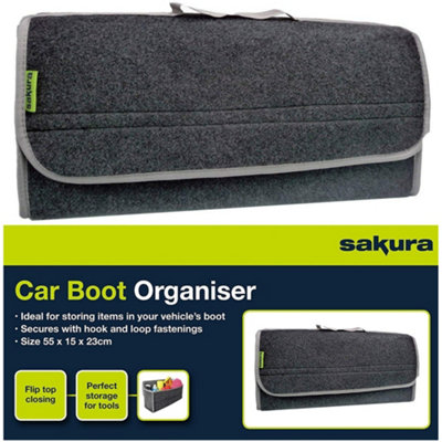Sakura Large Car Boot Organiser Carpet Storage Bag Tools Travel Tidy Hook Loop Case from B&Q