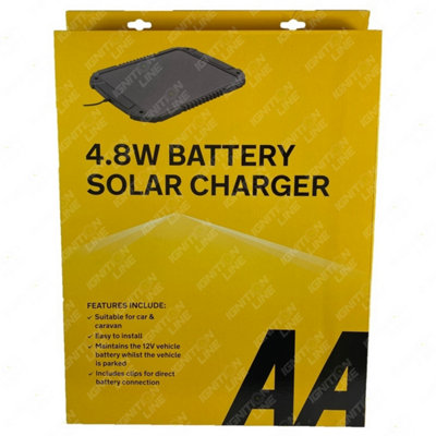 Aa 4.8W 12V Car Van Caravan Solar Panel Trickle Battery Charger Power Supply from B&Q