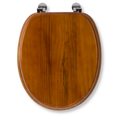 Croydex Antique Pine Effect Solid Wood Toilet Seat With Chrome Hinges from B&Q