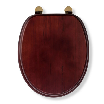 Croydex Solid Wood Mahogany Effect Toilet Seat With Brass Hinges from B&Q