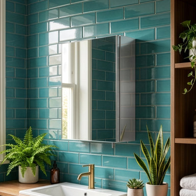 Croydex Avon Single Door Stainless Steel Bathroom Mirror Cabinet (H40Xw30Cm) from B&Q