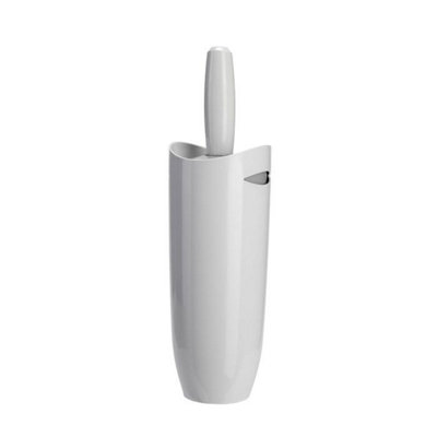 Croydex Plastic Toilet Brush White/Grey Freestanding Anti-Bacterial Bathroom - Image 3