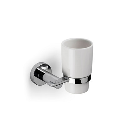 Croydex Flexi-Fix Metra Gloss Mirror Effect Ceramic Tumbler & Toothbrush Holder from B&Q