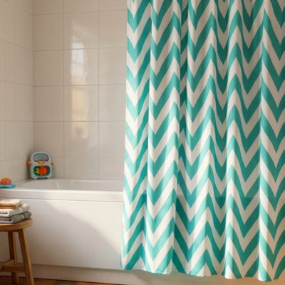 Croydex Aqua Chevron Textile Shower Curtain from B&Q