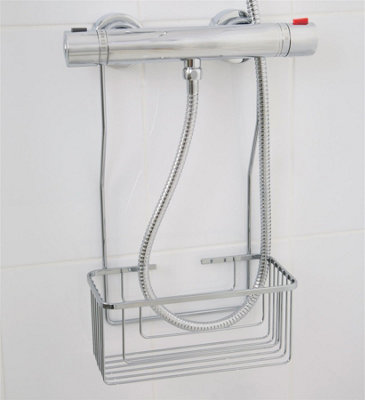 B&Q -  Rust Free Shower Mixer Basket Caddy Hook Over Bathroom Chrome Plated