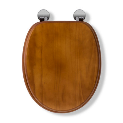 B&Q -  Davos Antique Effect Pine Flexi-Fix Toilet Seat