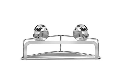 Croydex Stick'n'lock Steel Chrome Effect Corner Basket from B&Q