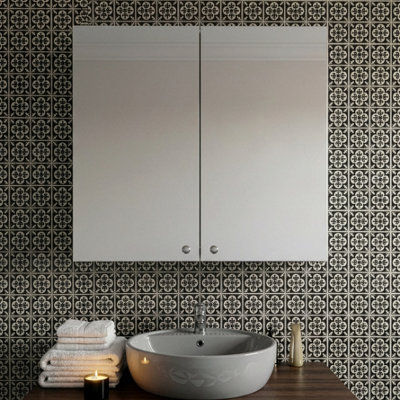 Croydex Carra Double Door Stainless Steel Bathroom Mirror Cabinet (H50Xw45Cm) from B&Q
