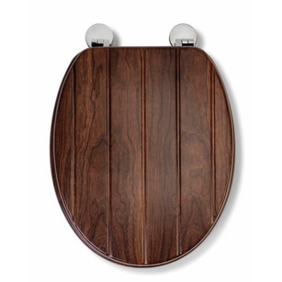 Croydex Molvena Walnut Wooden Toilet Seat With Flexi Fix™ Hinges