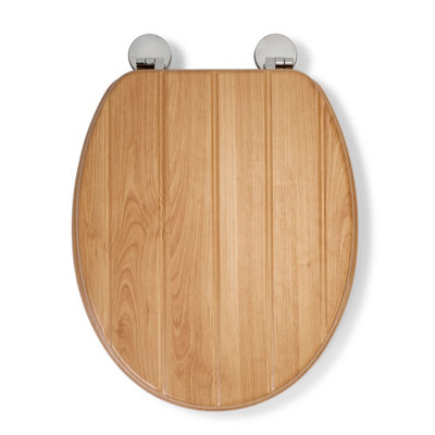 Croydex Tramonti Oak Effect Wooden Toilet Seat With Flexi-Fix™ Hinges