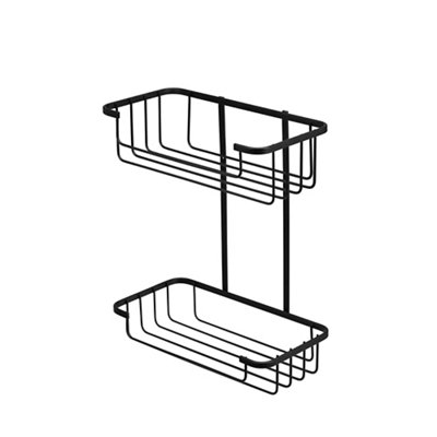 Croydex Mild Steel 2 Compartments Shower Basket (W)25Cm Black