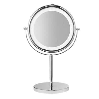 Croydex Chrome Effect Round Freestanding Bathroom Illuminated Modern Cosmetic Mirror (H)35.9Cm (W)23.5Cm from B&Q
