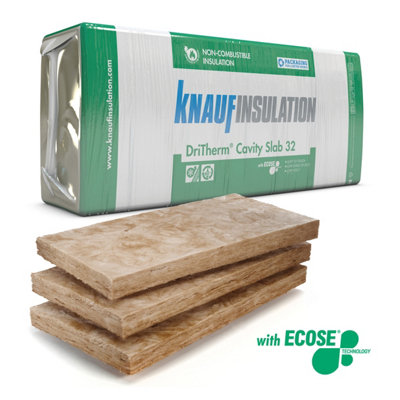 Knauf Insulation Dritherm Glass Mineral Wool Cavity Slab (W)455mm X (T)150mm Pack Of 4 from B&Q