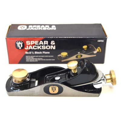Spear & Jackson 6 1/2 Low Angle Block Plane 35mm Cutter Brass Adjusters CBP65 - Image 4