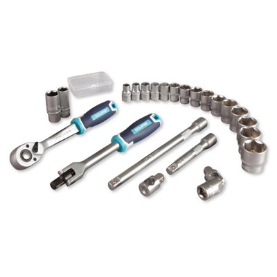 Eclipse Professional Tools 24 Piece Metric Mixed Ratchet Socket Set With Handles from B&Q