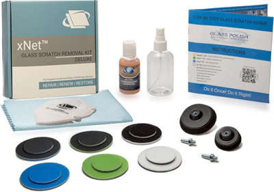 Glass Polish (50mm & 75mm Glass Scratch Removal KitDeluxe Dual-Size For Use With A Drill On All Glass Surfaces from B&Q