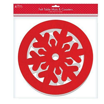 Anker Christmas Felt Table Mats And Coasters: 2 Table Mats And 2 Coasters from B&Q