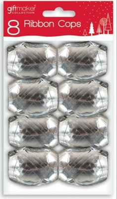 Anker Pack Of 8 Ribbon Cops Silver Christmas Accessories from B&Q