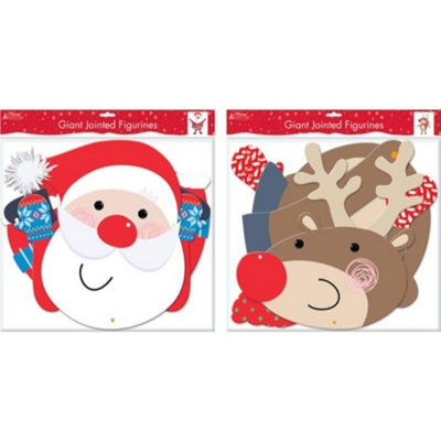 B&Q -  Santa Or Reindeer Card Jointed Christmas Decoration