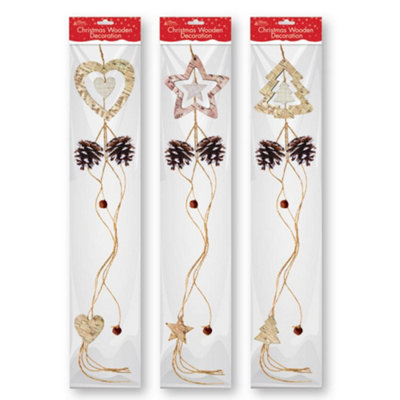 Anker Christmas Pincones Wooden Hanging Decoration from B&Q