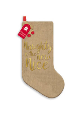 Anker Poly Hessian With Foil Design Christmas Stocking from B&Q