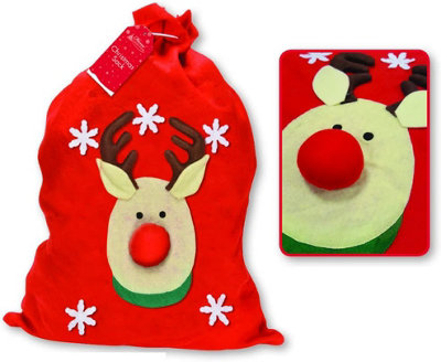 Anker Christmas Sack With 3D Reindeer Design from B&Q