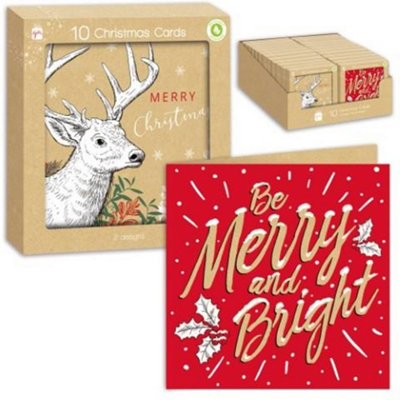  - Pack Of 10 Square Kraft Christmas Cards