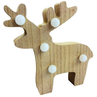 Anker 20X20X3Cm Wooden Stag Christmas Led Decoration from B&Q