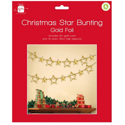 Anker 3M Christmas Gold Star Hanging Bunting from B&Q