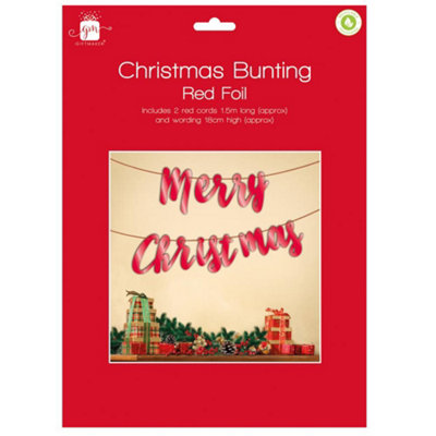 Anker 1.5M Merry Christmas Red Foil Bunting from B&Q